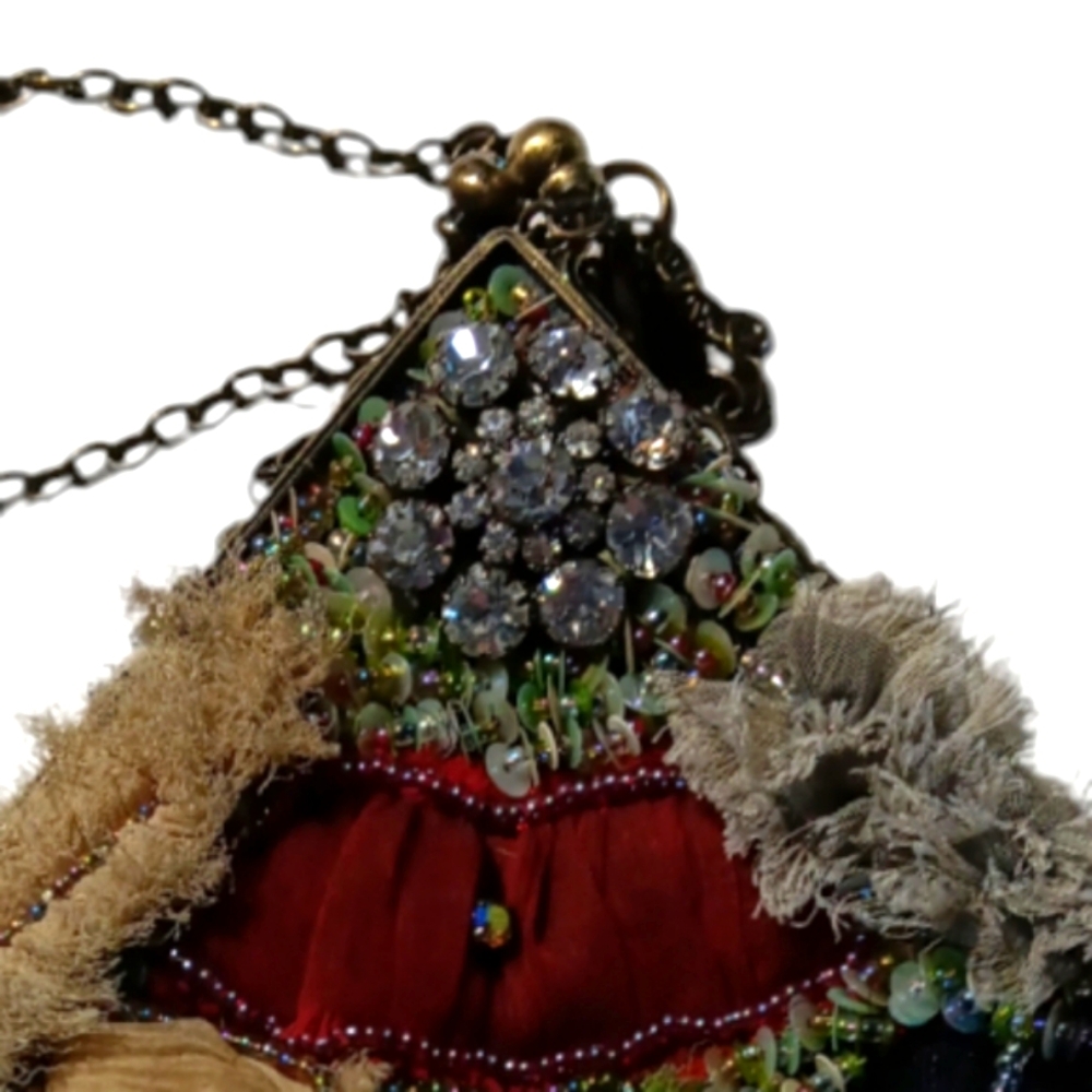 Mary Frances Beautiful Vintage Handbag Chain Strap, Gemstones, & Sequins - Picture 8 of 11